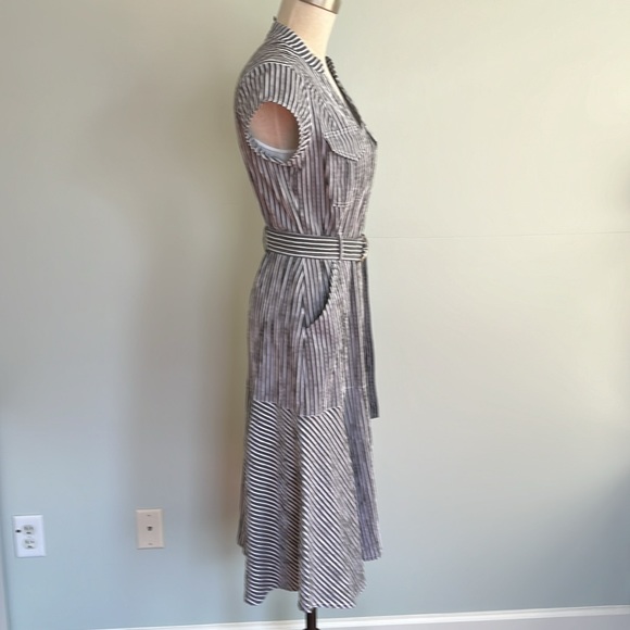 White House Black Market Gray and White Striped Utility Midi Dress - Picture 11 of 16